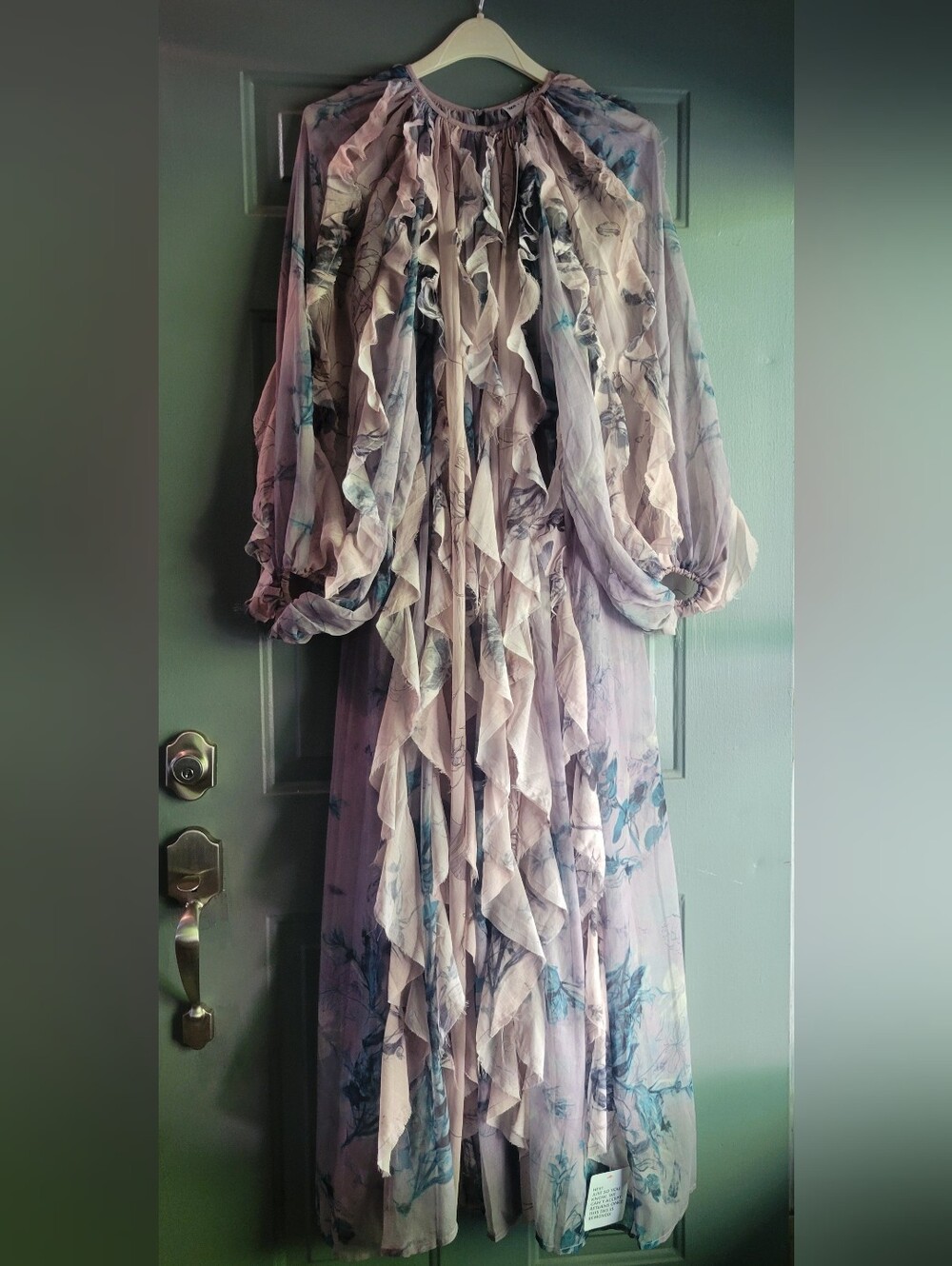 ASOS Edition Lavender Floral Ruffle Chifgon Raw Edge Maxi Dress NEW